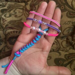 Pink and Blue Braided Jewelry Set